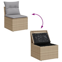 vidaXL 7-delat Trädgårdsoffa Set med Kuddar Beige Poly Rattan