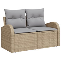 vidaXL 7-delat Trädgårdsoffa Set med Kuddar Beige Poly Rattan