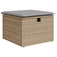 vidaXL 7-delat Trädgårdsoffa Set med Kuddar Beige Poly Rattan
