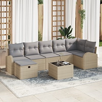 vidaXL 8 Delar Trädgårdsoffaset med Kuddar Beige Konstrotting, vidaXL 2-sits Trädgårdsoffa med Förvaring & Kuddar Beige Konstro...