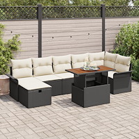 vidaXL 8-delad trädgårdsoffset med kuddar Svart Poly Rattan, vidaXL 2-sits trädgårdsoffa med förvaring och kuddar Svart Poly Ra...