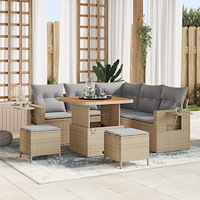 vidaXL 8-delad Trädgårdsoffuppsättning med Kuddar Beige Poly Rattan Akacia, vidaXL 3-delad Trädgårdsdininguppsättning med Kudda...