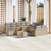 vidaXL 13-delad Trädgårdsoffset med kuddar Beige Poly Rottingsakacia, vidaXL 3-delad Trädgårdsmattsats med kuddar Beige Poly Ro...