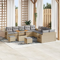 vidaXL 13-delad trädgårdsoffa med kuddar beige polyrotting akacia, vidaXL 3-delat trädgårdsdining set med kuddar beige polyrott...