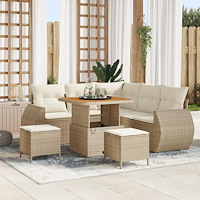 vidaXL 8-delat trädgårdssoffset med kuddar beige poly rotting akacia, vidaXL 3-delat trädgårdsmatsats med kuddar beige poly rot...