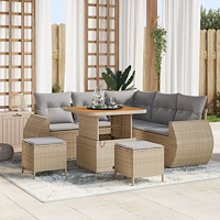 vidaXL 8 delar Trädgårdsoffas med kuddar Beige Poly-Rotting Akacia, vidaXL 3 delar Trädgårdsservering med kuddar Beige Poly-Rot...