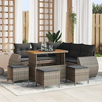 vidaXL 9-delars trädgårdsoffset med kuddar grå poly rattan akacia, vidaXL 4-delars trädgårdmöbelset med kuddar grå poly rattan...