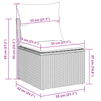 vidaXL 11 Delars Trädgårdsoffset Med Dynor Beige Poly Rattan Akacia