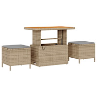 vidaXL 11 Delars Trädgårdsoffset Med Dynor Beige Poly Rattan Akacia