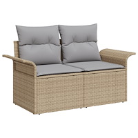 vidaXL 11 Delars Trädgårdsoffset Med Dynor Beige Poly Rattan Akacia