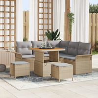 vidaXL 8-delars trädgårdsoffaset med kuddar beige polyroting akacia, vidaXL 2-sits trädgårdsoffa med kuddar beige polyroting, v...