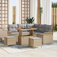vidaXL 8-delat trädgårdsoff-set med kuddar beige poly rotting akacia, vidaXL 2-sits trädgårdsoffa med kuddar beige poly rotting...