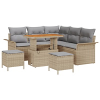 vidaXL 8-delat trädgårdsoff-set med kuddar beige poly rotting akacia
