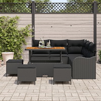 vidaXL 9-delat Trädgårdsofa Set med kuddar Svart Polyrotting Akacia