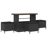 vidaXL 9-delat Trädgårdsofa Set med kuddar Svart Polyrotting Akacia