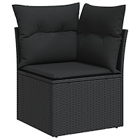 vidaXL 9-delat Trädgårdsofa Set med kuddar Svart Polyrotting Akacia
