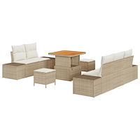 vidaXL 8-delat trädgårdsoffaset med kuddar beige poly rattan akacia