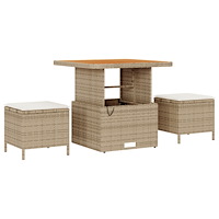 vidaXL 8-delat trädgårdsoffaset med kuddar beige poly rattan akacia