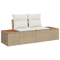 vidaXL 9-delars trädgårdsoffasett med kuddar Beige Polyrotting Akaciaträ