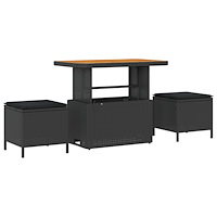 vidaXL 10-delad trädgårdsofa set med kuddar svart poly rattan akacia