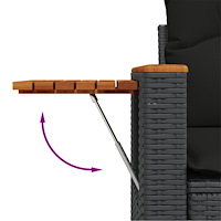 vidaXL 10-delad trädgårdsofa set med kuddar svart poly rattan akacia