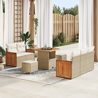 vidaXL Trädgårdsoffset 8 pcs beige och gräddvit 80 x 80 x 71 cm