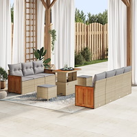 vidaXL Trädgårdsoffset 10 pcs beige och ljusgrå 90 x 55 x 71 cm