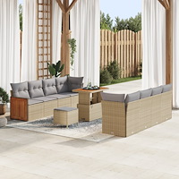 vidaXL Trädgårdsoffset 11 pcs beige och ljusgrå 90 x 55 x 71 cm