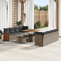 vidaXL Trädgårdsoffset med kudde 11 pcs Grå 100 x 100 x 71 cm