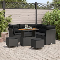 vidaXL Trädgårdsoffset med kudde 8 pcs Svart 90 x 55 x 71 cm