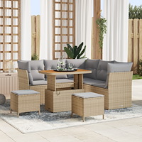 vidaXL Trädgårdsoffset 8 pcs beige och ljusgrå 90 x 55 x 71 cm