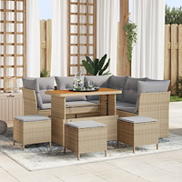 vidaXL Trädgårdsoffset 9 pcs beige och ljusgrå 110 x 55 x 71 cm