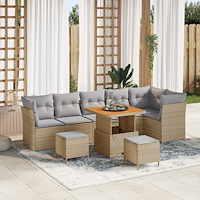 vidaXL Trädgårdsoffset 9 pcs beige och ljusgrå 80 x 80 x 71 cm