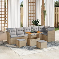 vidaXL Trädgårdsoffset 9 pcs beige och ljusgrå 90 x 55 x 71 cm