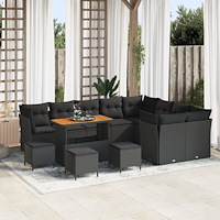 vidaXL Trädgårdsoffset med kudde 13 pcs Svart 110 x 55 x 71 cm