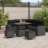 vidaXL Trädgårdsoffset med kudde 8 pcs Svart 90 x 55 x 71 cm