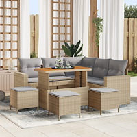 vidaXL Trädgårdsoffset 9 pcs beige och ljusgrå 110 x 55 x 71 cm