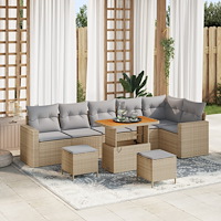 vidaXL Trädgårdsoffset Manuell 9 pcs beige och ljusgrå 90 x 55 x 71 cm