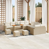 vidaXL Trädgårdsoffset 14 pcs beige och gräddvit 110 x 55 x 71 cm