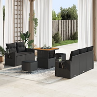 vidaXL Trädgårdsoffset med kudde 8 pcs Svart 80 x 80 x 71 cm