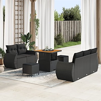 vidaXL Trädgårdsoffset med kudde Manuell 8 pcs Svart 80 x 80 x 71 cm