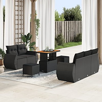 vidaXL Trädgårdsoffset med kudde Manuell 8 pcs Svart 90 x 55 x 71 cm