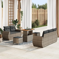 vidaXL Trädgårdsoffset med kudde med lagring 8 pcs Grå 90 x 55 x 71 cm