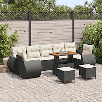 vidaXL Trädgårdsoffset 10 pcs Svart och gräddvit 90 x 55 x 71 cm
