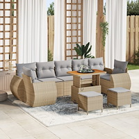 vidaXL Trädgårdsoffset 10 pcs beige och ljusgrå 90 x 55 x 71 cm