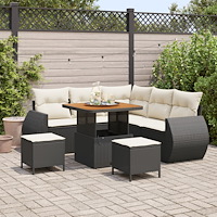 vidaXL Trädgårdsoffset 8 pcs Svart och gräddvit 80 x 80 x 71 cm