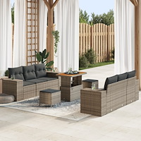 vidaXL Trädgårdsoffset med kudde med lagring 9 pcs Grå 90 x 55 x 71 cm