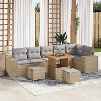 vidaXL Trädgårdsoffset 9 pcs Beige och Ljusgrå 80 x 80 x 71 cm