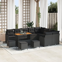 vidaXL Trädgårdsoffset med kudde 13 pcs Svart 110 x 55 x 71 cm