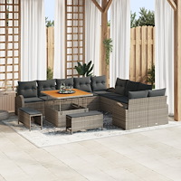 vidaXL Trädgårdsoffset med kudde 13 pcs Grå 100 x 100 x 71 cm